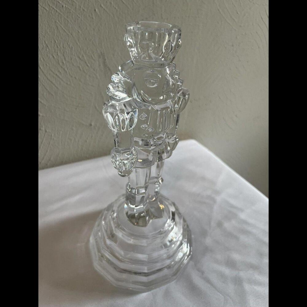 Princess House Lead Glass Crystal Nutcracker Tapered Candle Stick Holder
